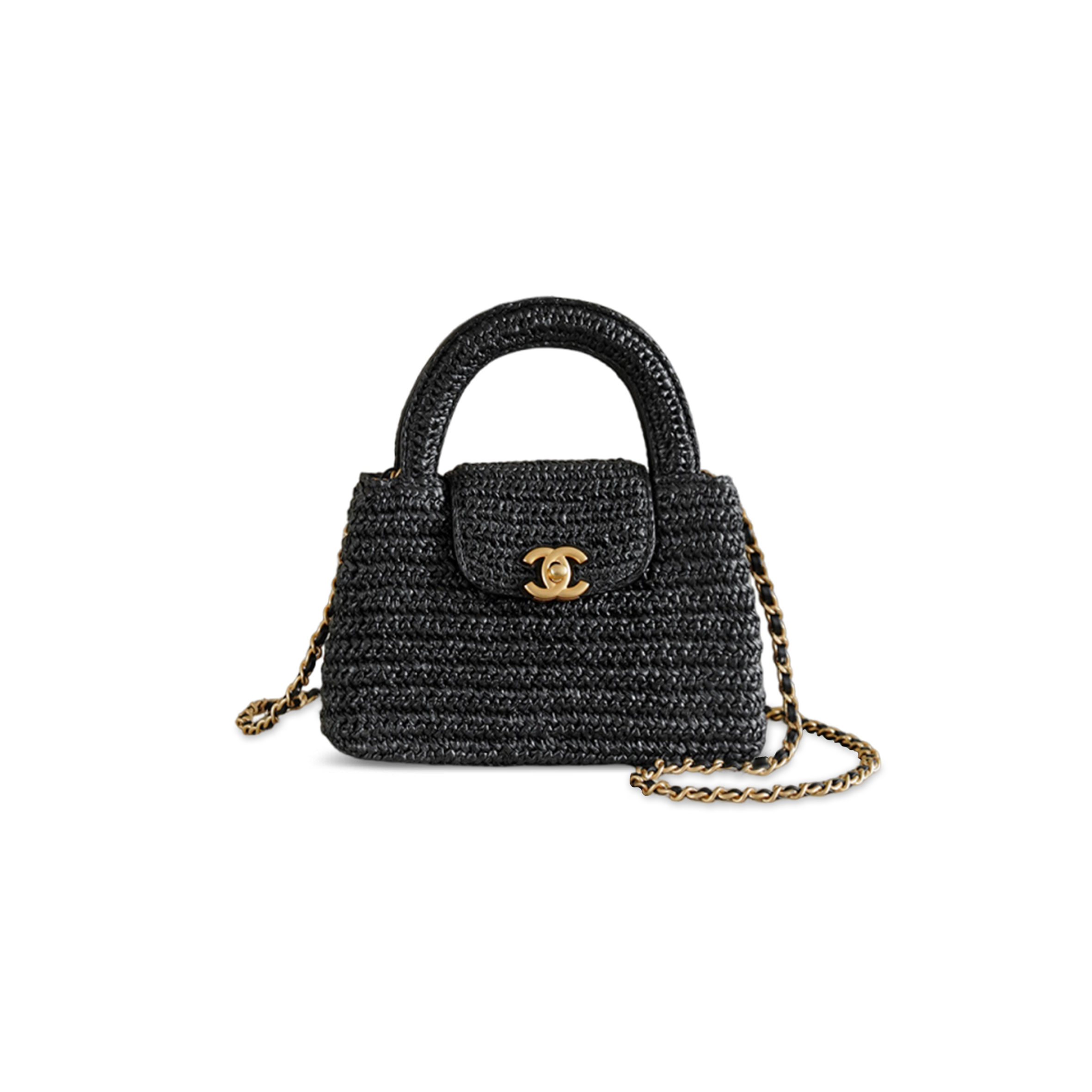 CHANEL MASTER MINI KELLY SHOPPING BAG BRAIDED RAFFIA AS4416 (19*13*7cm)